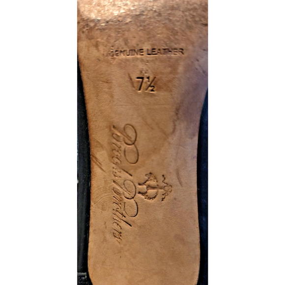 BROOKS BROTHERS Leather 7.5 Kitten Heels Buckle Pointed Toe Italy Bluish Black - Picture 12 of 12